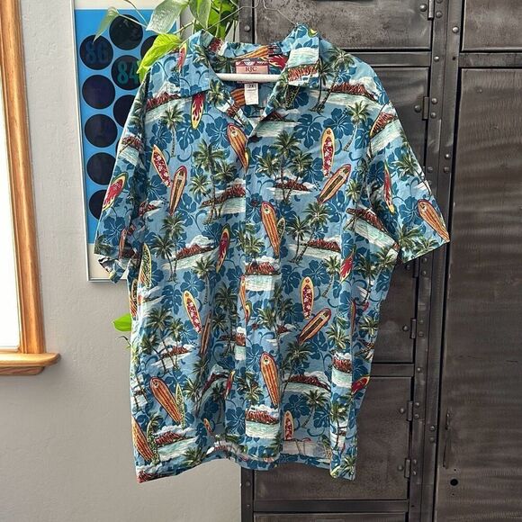 🏄🏼RJC Men’s Surfing Diamond Head Hawaiian Aloha Shirt | 2X - Picture 2 of 6